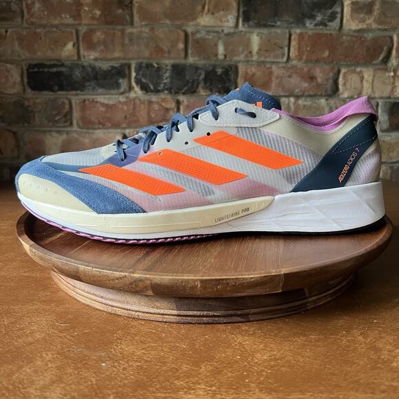 Adizero Adios 7 Dash Grey Solar Orange Race Running Sneakers Shoes Men's 14 - Picture 1 of 16